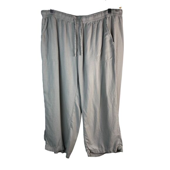 Splendid Women's 2XL Gray Viscose Linen Blend Drawstring Crop Pants - Picture 1 of 6